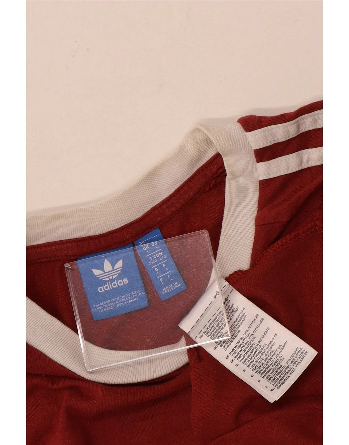 Adidas Mens Graphic T-Shirt Top Large Red Colourblock Cotton - Image 3