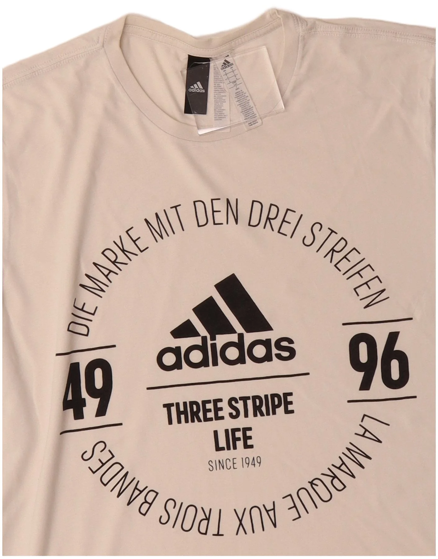 ADIDAS Mens Graphic T-Shirt Top Large White Cotton - Image 3