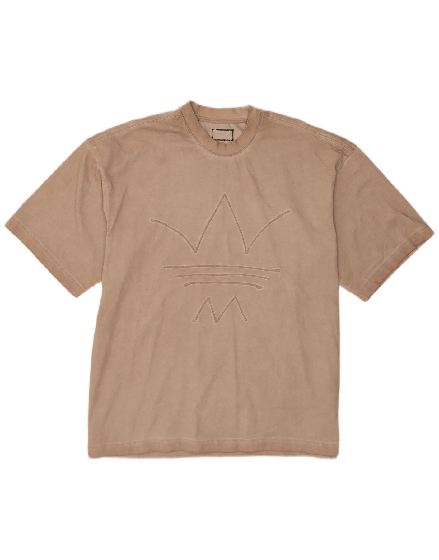 Adidas Mens Graphic T-Shirt Top Medium Beige Cotton
