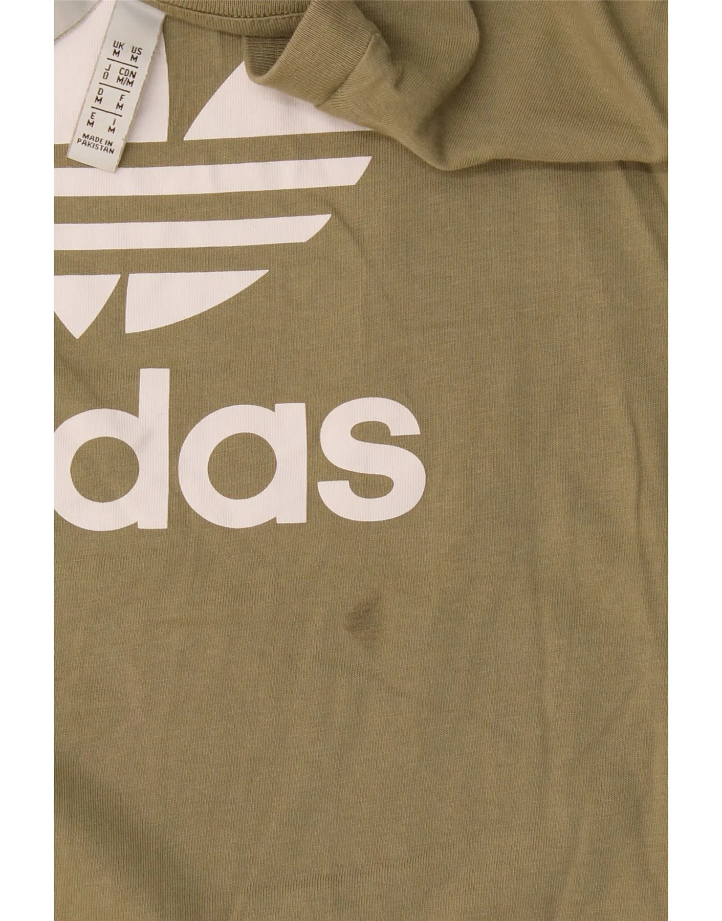 Adidas Mens Graphic T-Shirt Top Medium Khaki Cotton - Image 3