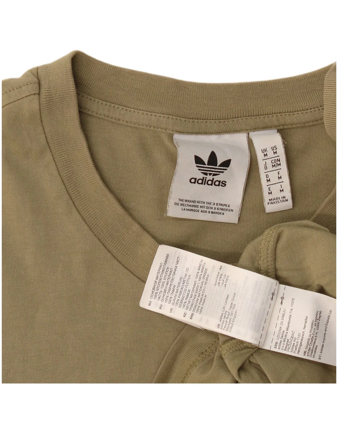 Adidas Mens Graphic T-Shirt Top Medium Khaki Cotton - Image 4