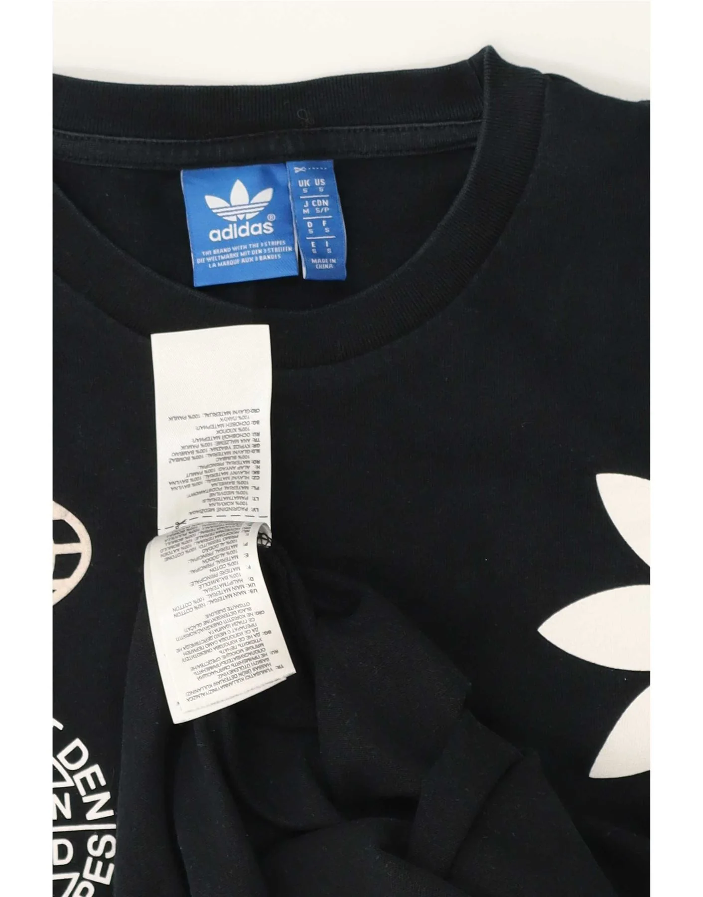 Adidas Mens Graphic T-Shirt Top Small Black Cotton - Image 3