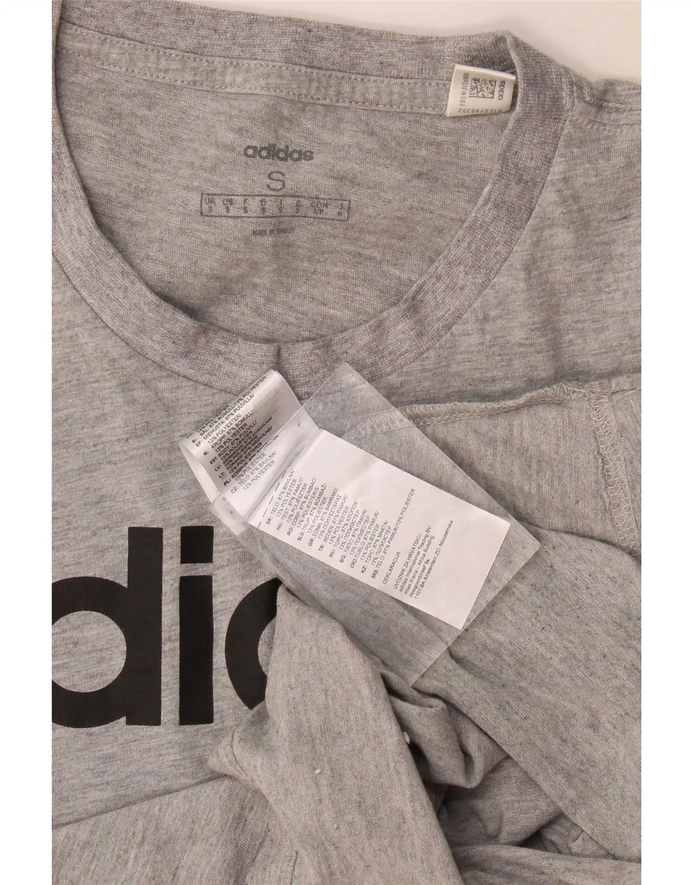 Adidas Mens Graphic T-Shirt Top Small Grey Cotton - Image 3