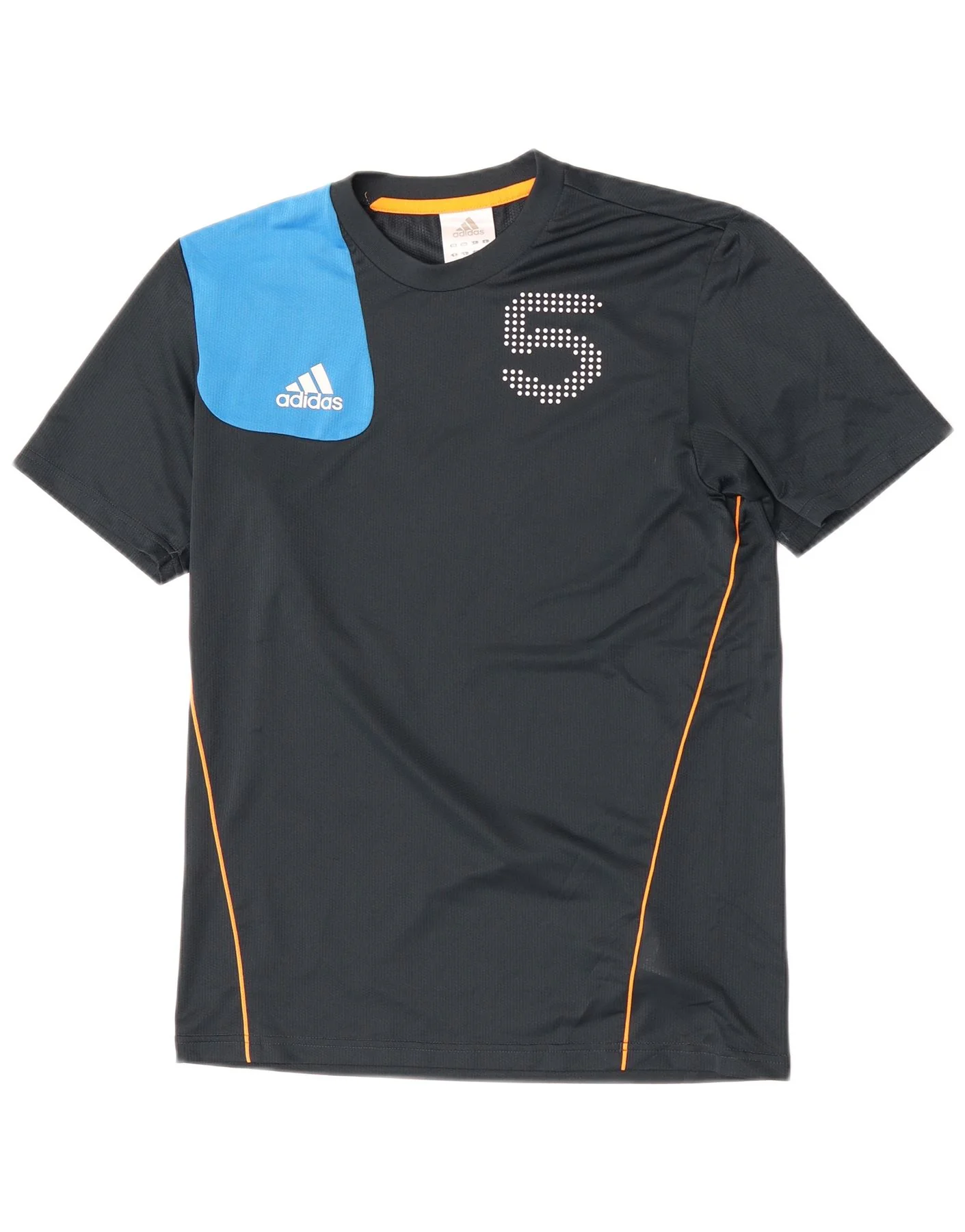 Adidas Mens Graphic T-Shirt Top Small Navy Blue Colourblock Polyester