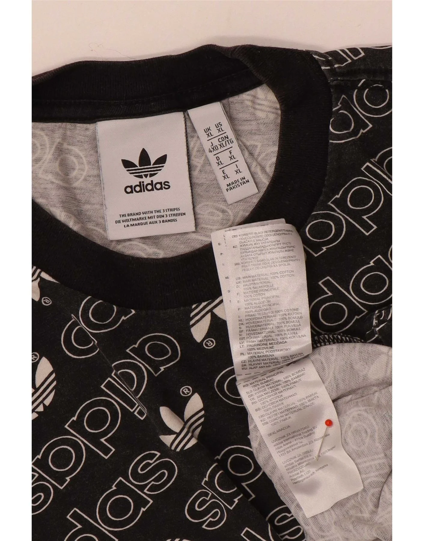 Adidas Mens Graphic T-Shirt Top XL Black Cotton - Image 3