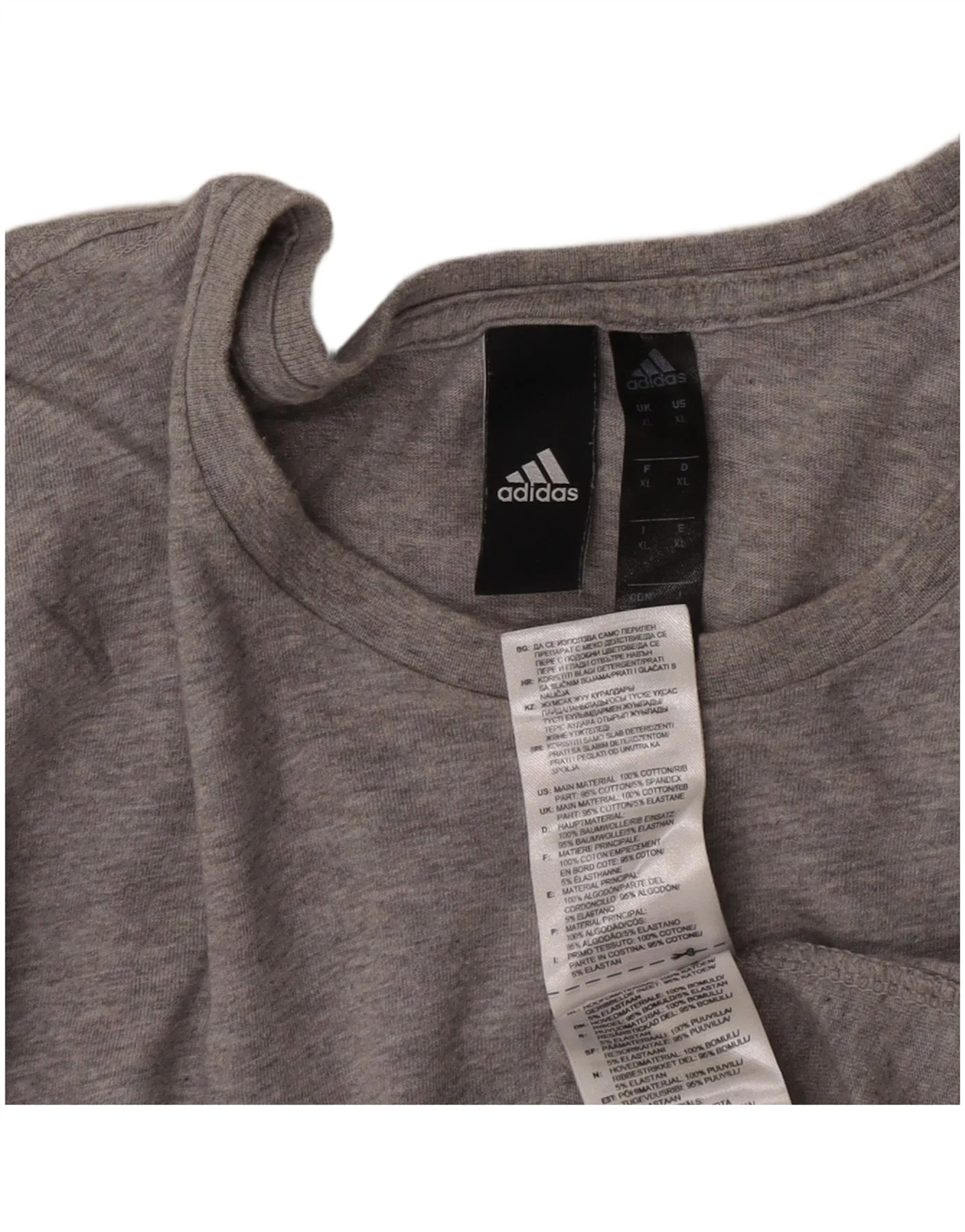 Adidas Mens Graphic T-Shirt Top XL Grey Flecked Cotton - Image 3