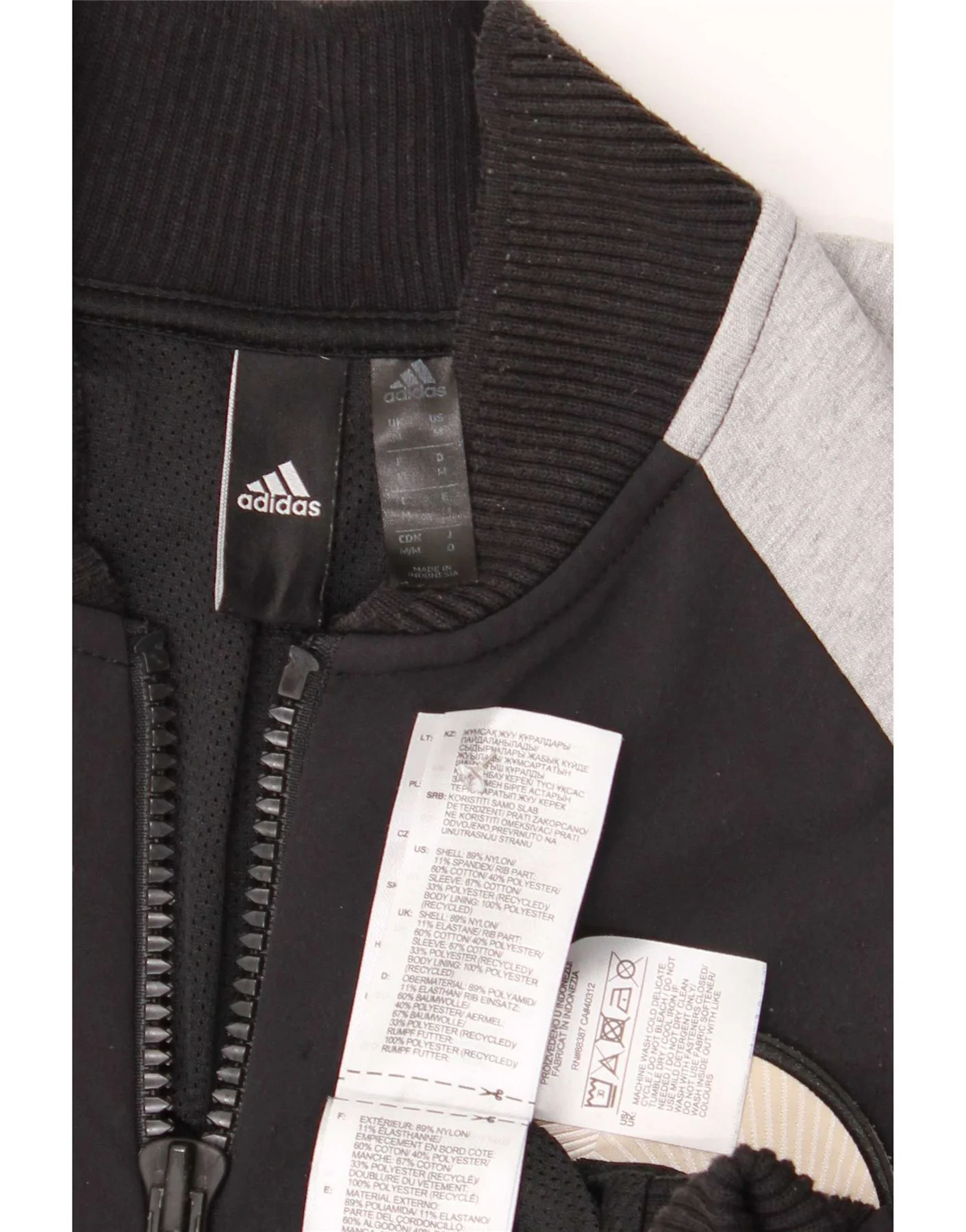 Adidas Mens Graphic Tracksuit Top Jacket Medium Black Colourblock Sports - Image 3