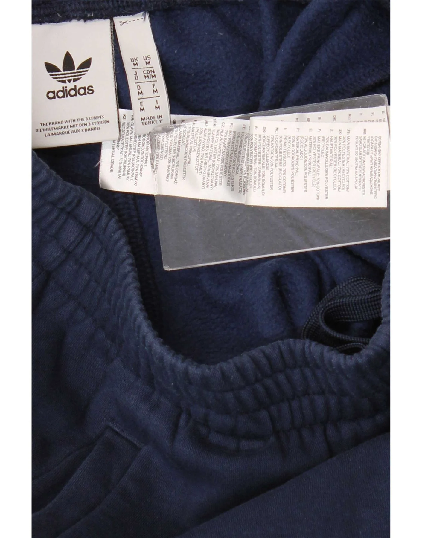 Adidas Mens Graphic Tracksuit Trousers Joggers Medium Navy Blue Cotton - Image 3