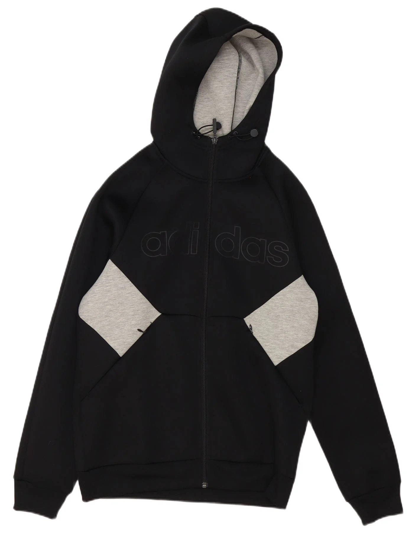 Adidas Mens Graphic Zip Hoodie Sweater Small Black Colourblock Polyester