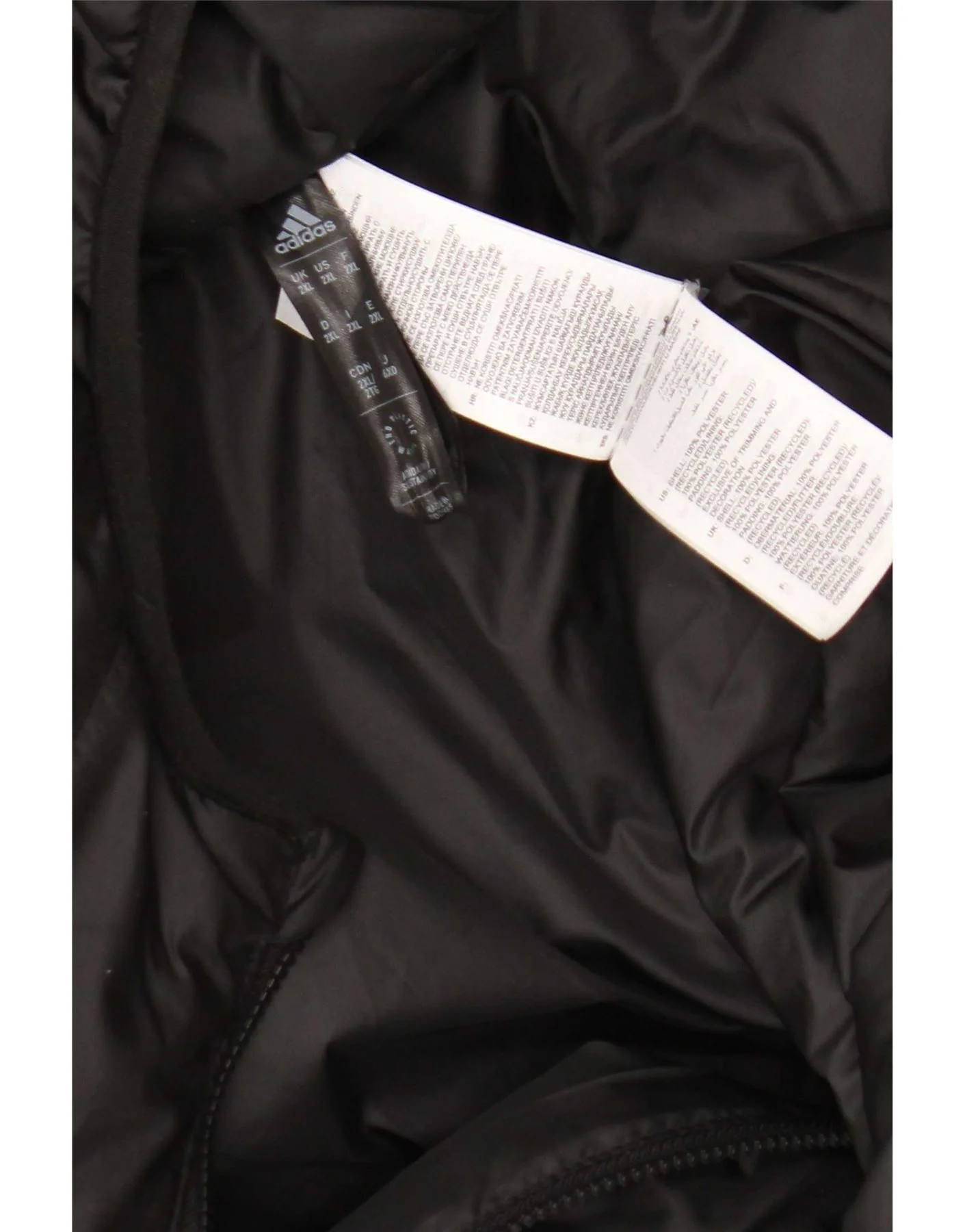 Adidas Mens Hooded Windbreaker Jacket UK 44 2XL Black Polyester - Image 4