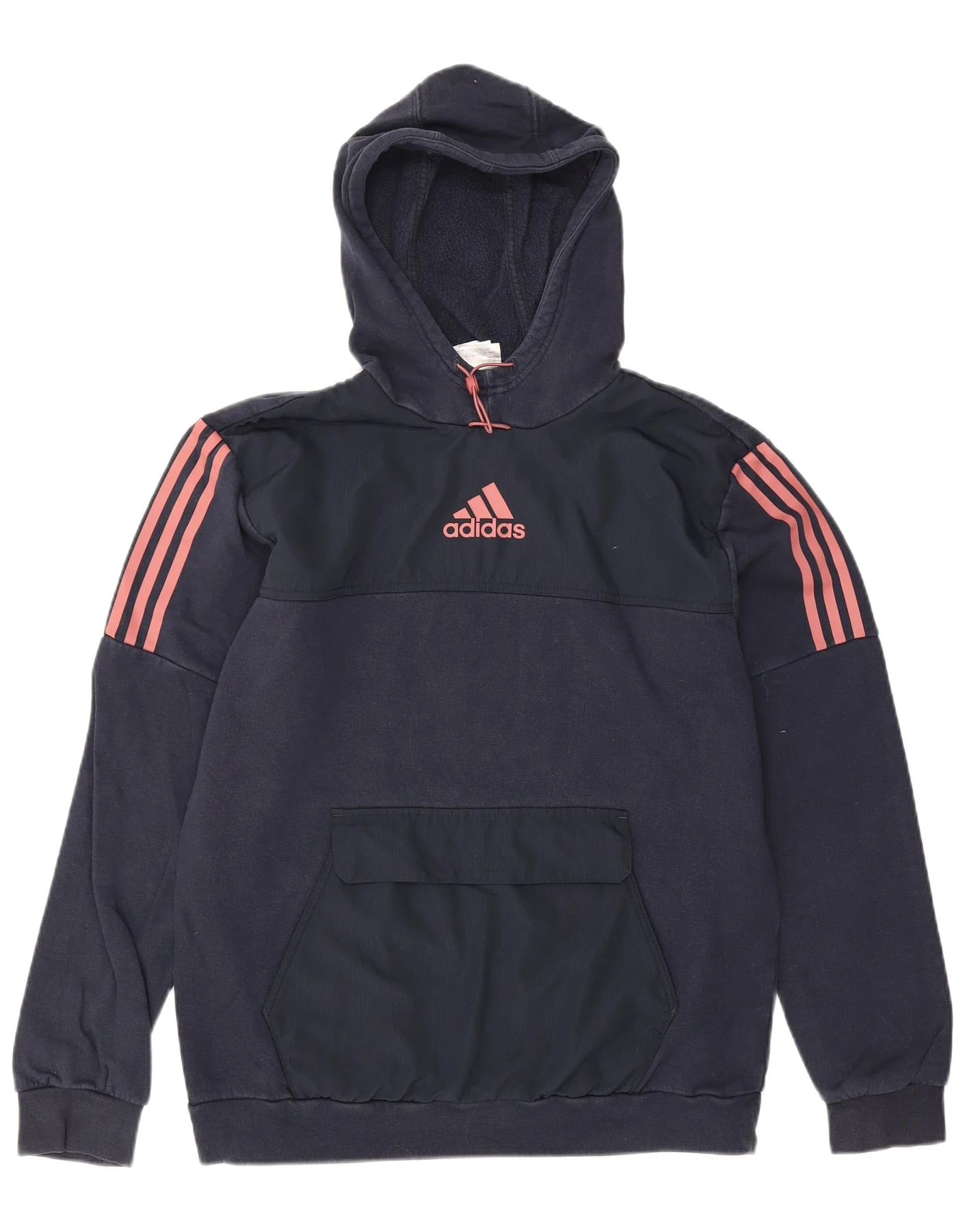 Adidas Mens Hoodie Jumper Medium Navy Blue Cotton
