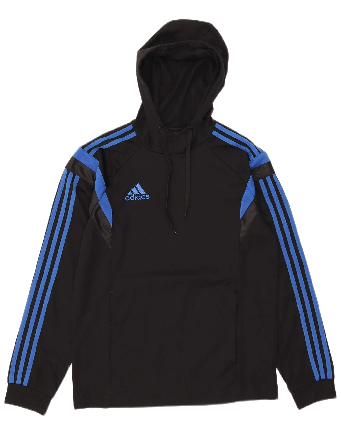 Adidas Mens Hoodie Jumper Small Black Colourblock Polyester