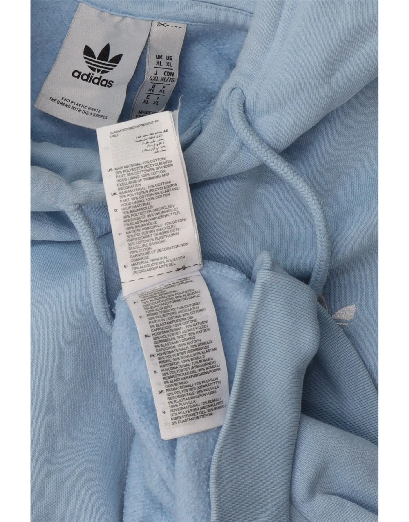 Adidas Mens Hoodie Jumper XL Blue Cotton - Image 4
