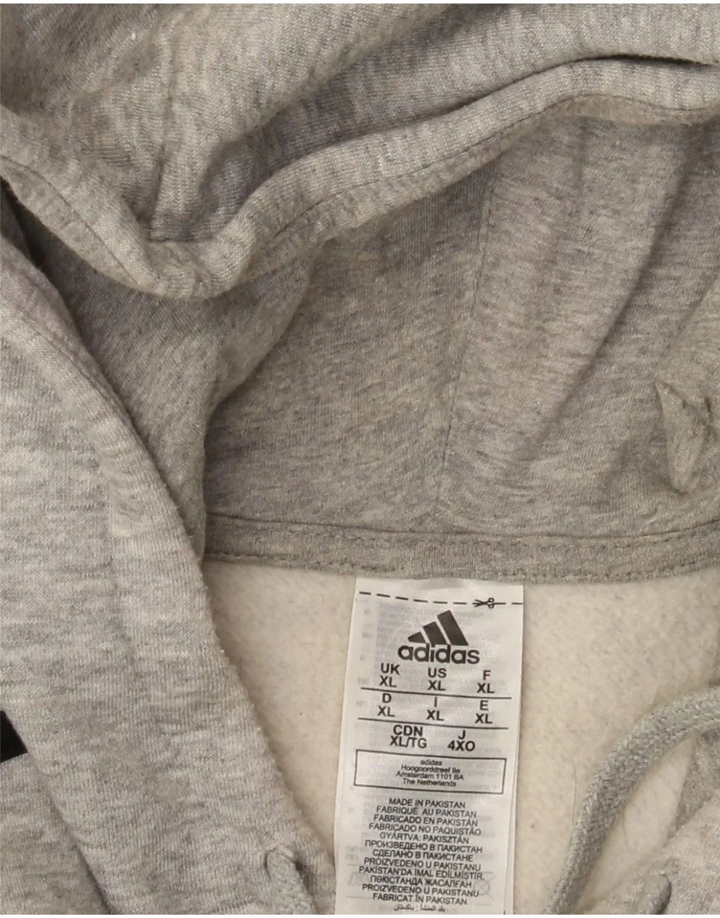 Adidas Mens Hoodie Jumper XL Grey Flecked Cotton - Image 5