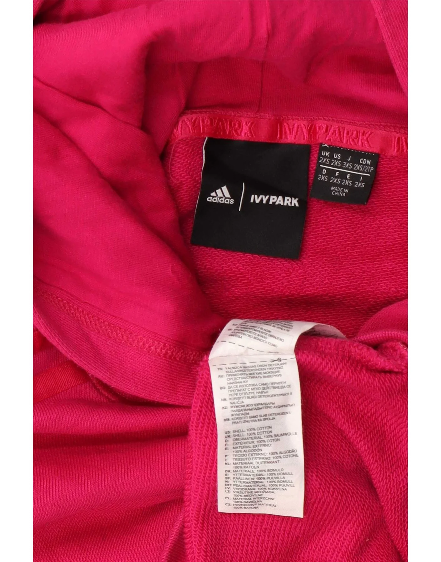 Adidas Mens Loose Fit Hoodie Jumper 2XS Pink Cotton - Image 3