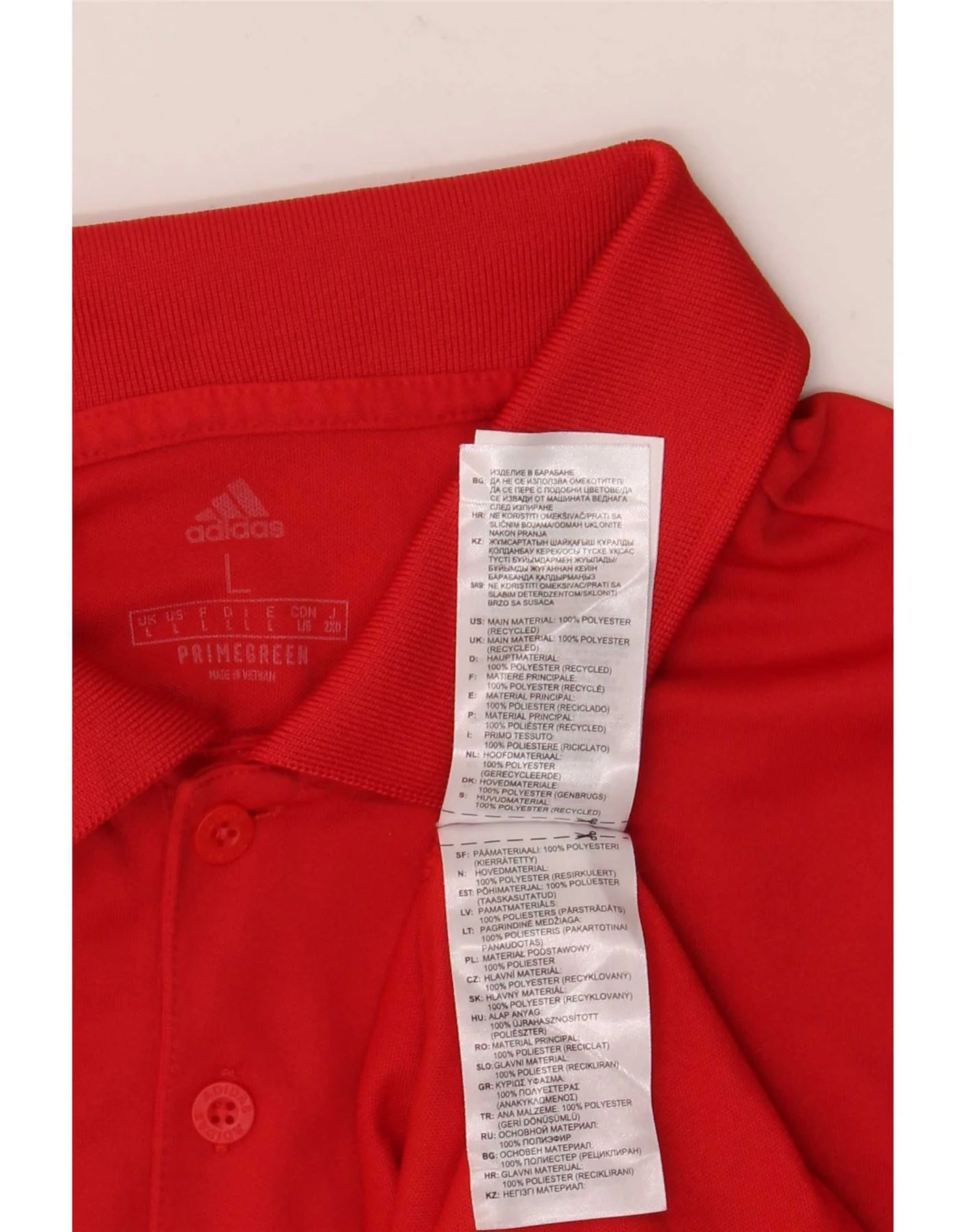 Adidas Mens Polo Shirt Large Red Polyester - Image 3