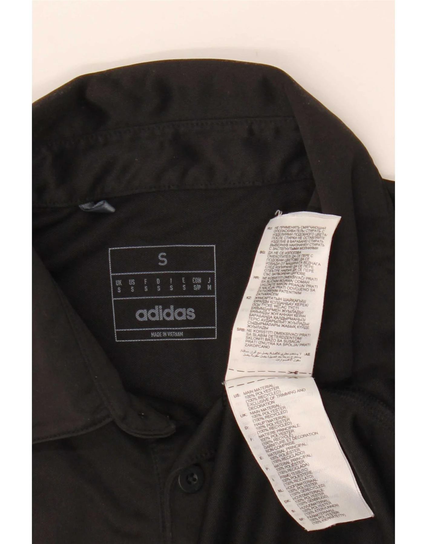 Adidas Mens Polo Shirt Small Black Polyester - Image 3