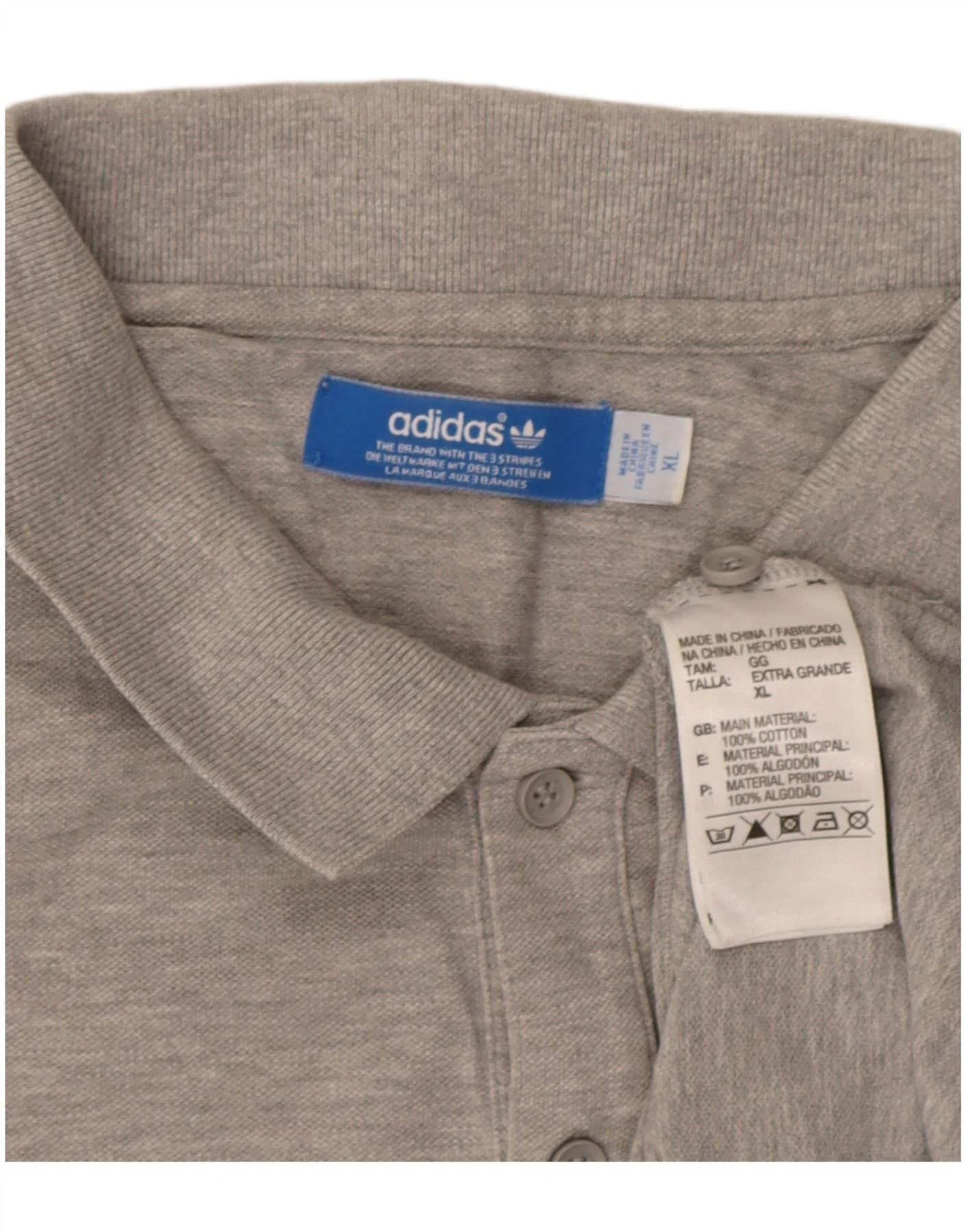 Adidas Mens Polo Shirt XL Grey Flecked Cotton - Image 3