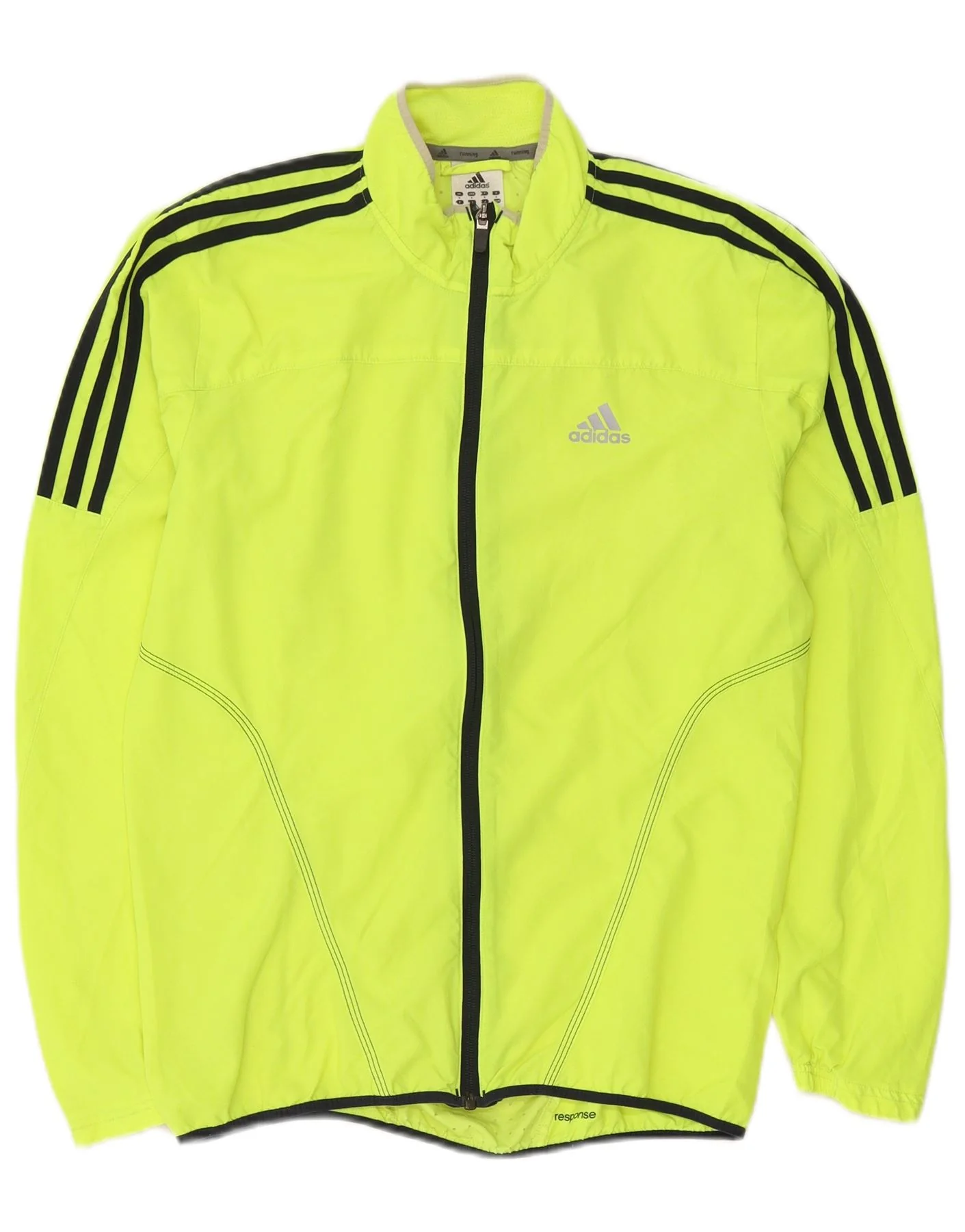 Adidas Mens Running Tracksuit Top Jacket Small Yellow Polyester