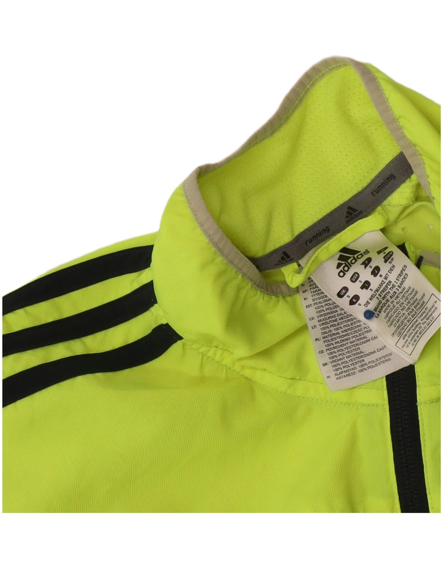 Adidas Mens Running Tracksuit Top Jacket Small Yellow Polyester - Image 3