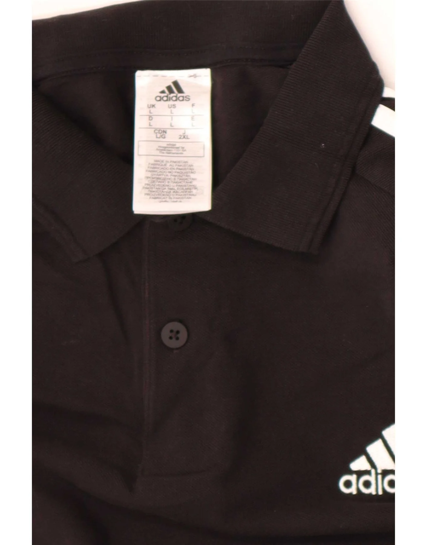Adidas Mens Short Sleeve Regular Polo Shirt Large Black Cotton - Image 5