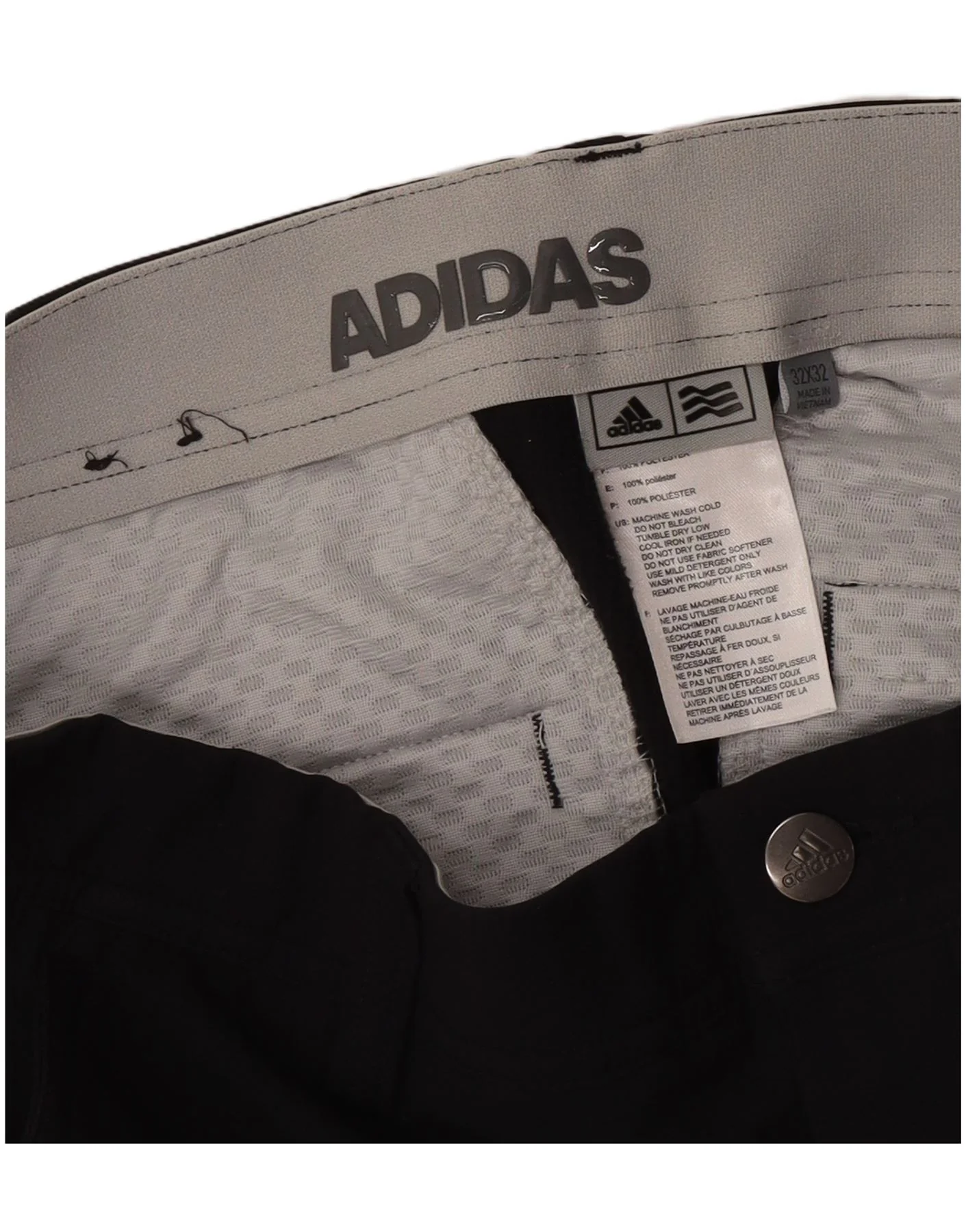 Adidas Mens Slim Chino Trousers W32 L32 Black Polyester - Image 3