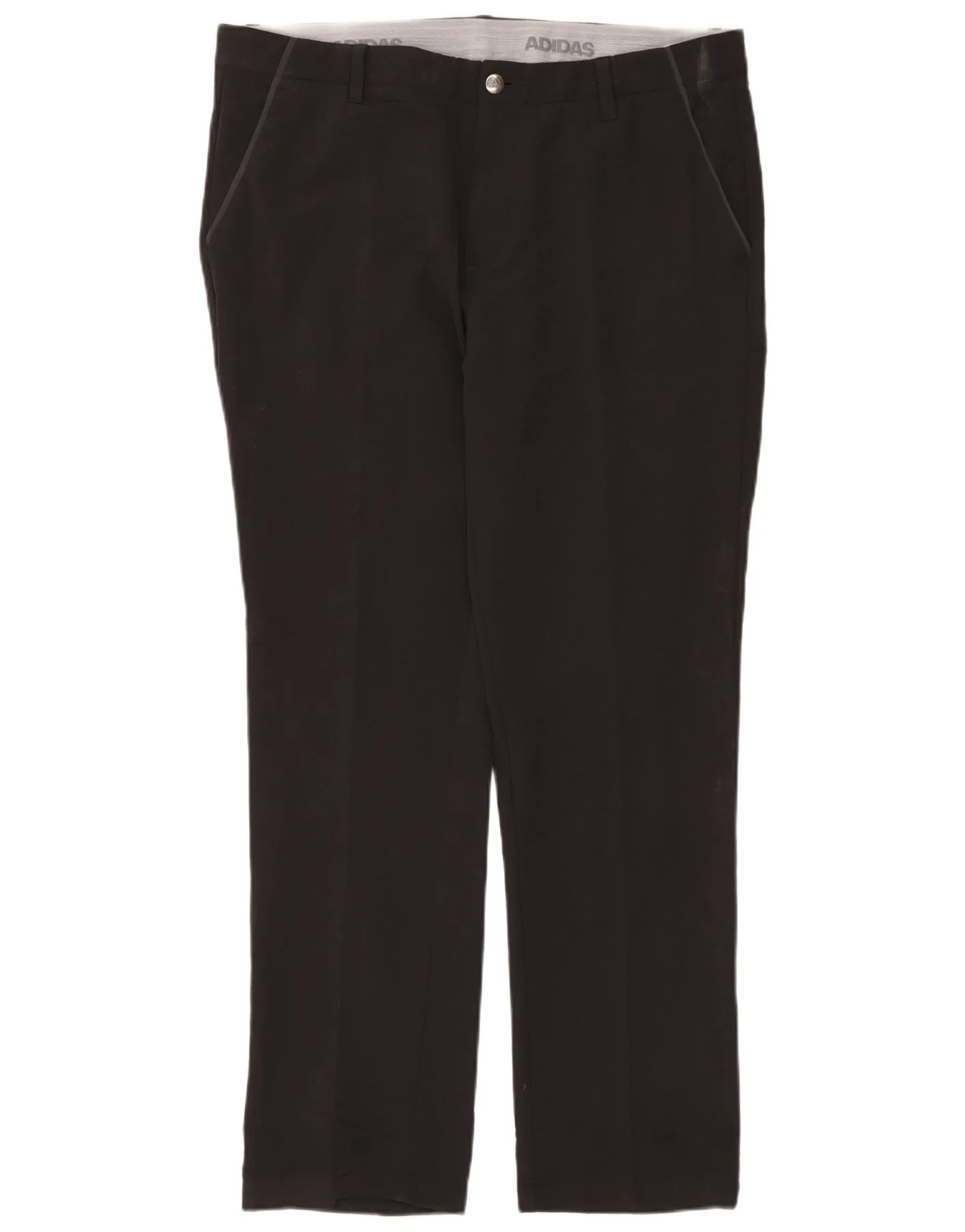 Adidas Mens Straight Chino Trousers W36 L32 Black Polyester