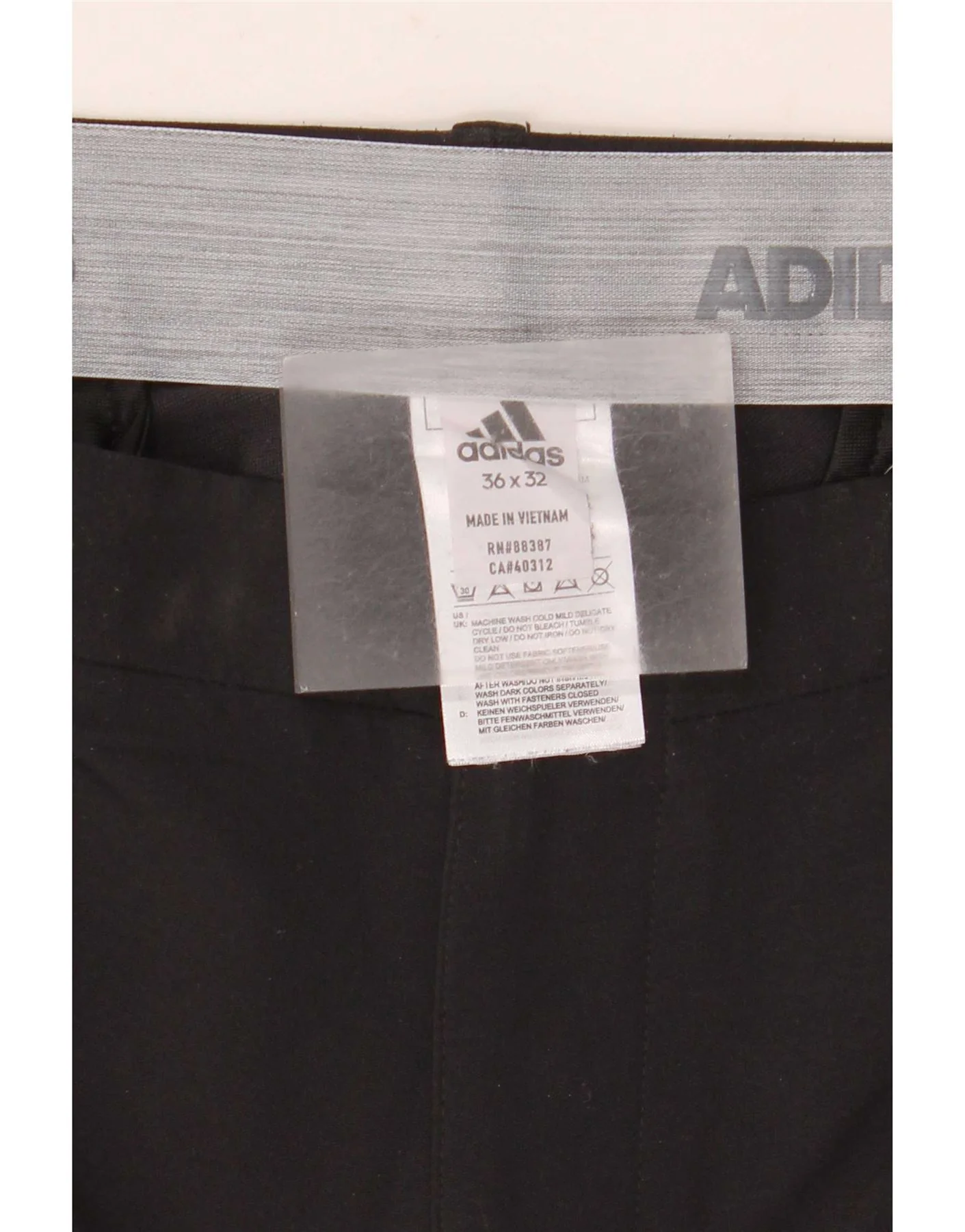 Adidas Mens Straight Chino Trousers W36 L32 Black Polyester - Image 7