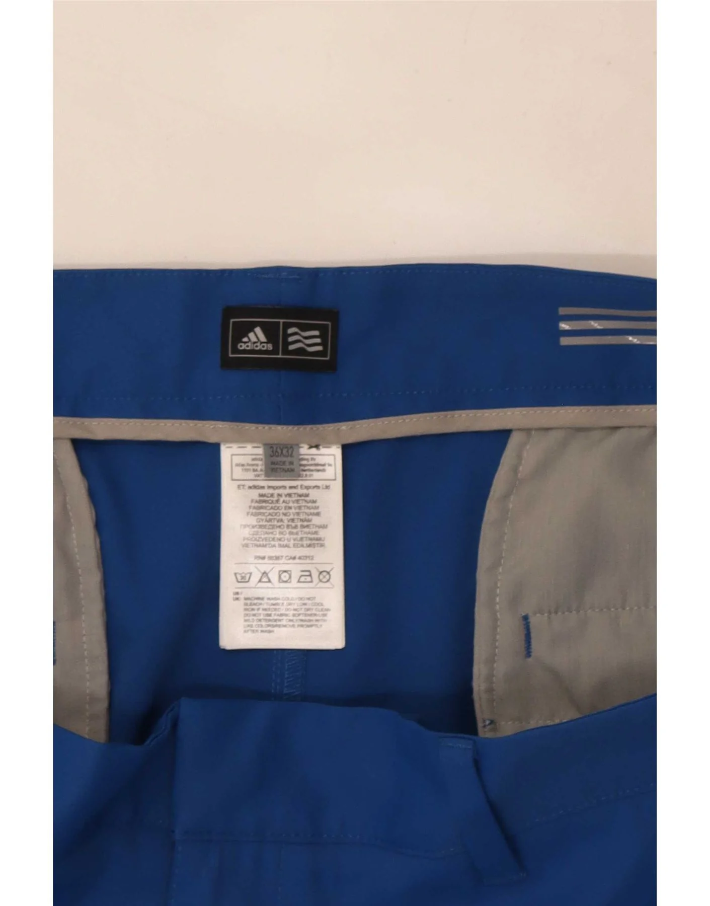 Adidas Mens Straight Chino Trousers W36 L32 Blue Polyester - Image 3