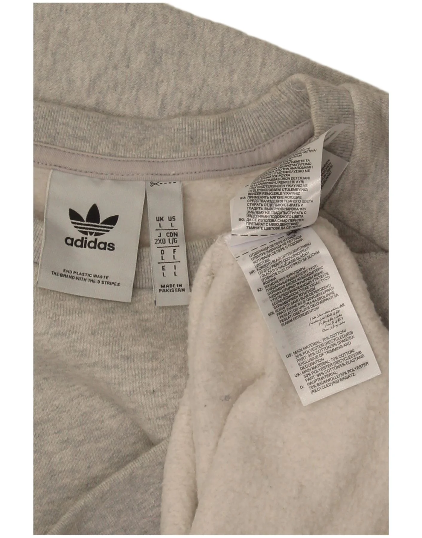 Adidas Mens Sweatshirt Jumper Large Grey Flecked Cotton - Image 3