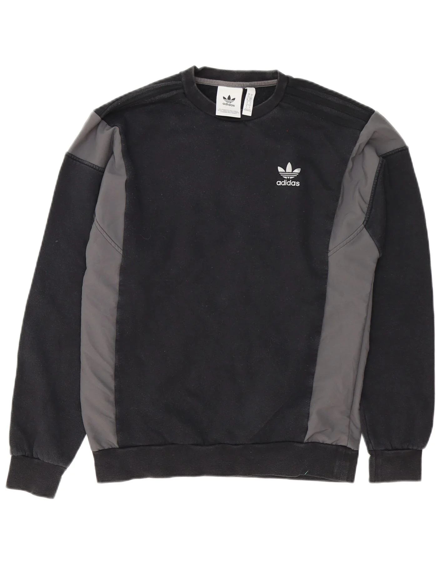 Adidas Mens Sweatshirt Jumper Small Black Colourblock Cotton