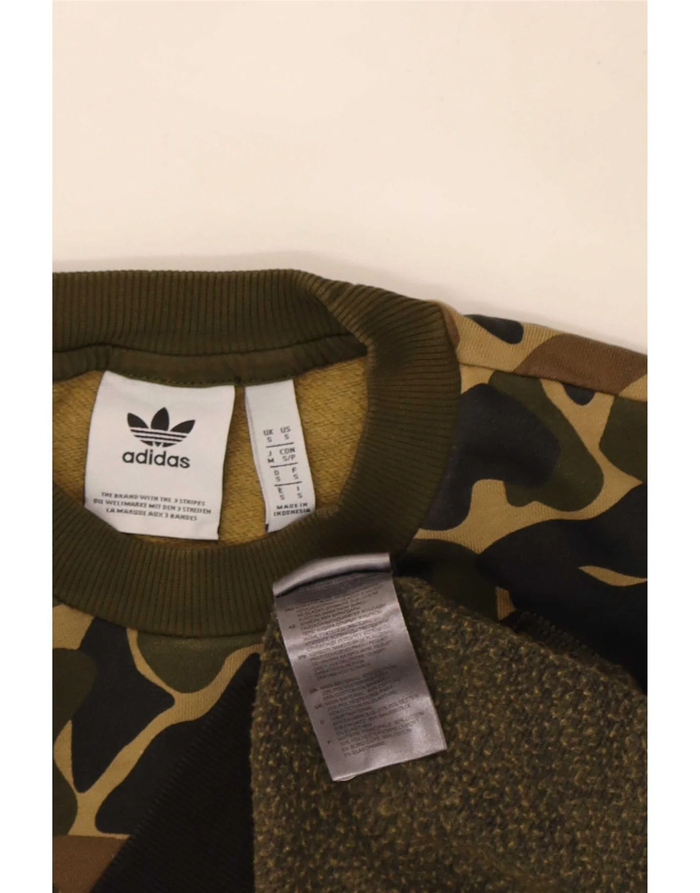 Adidas Mens Sweatshirt Jumper Small Khaki Camouflage Cotton - Image 3