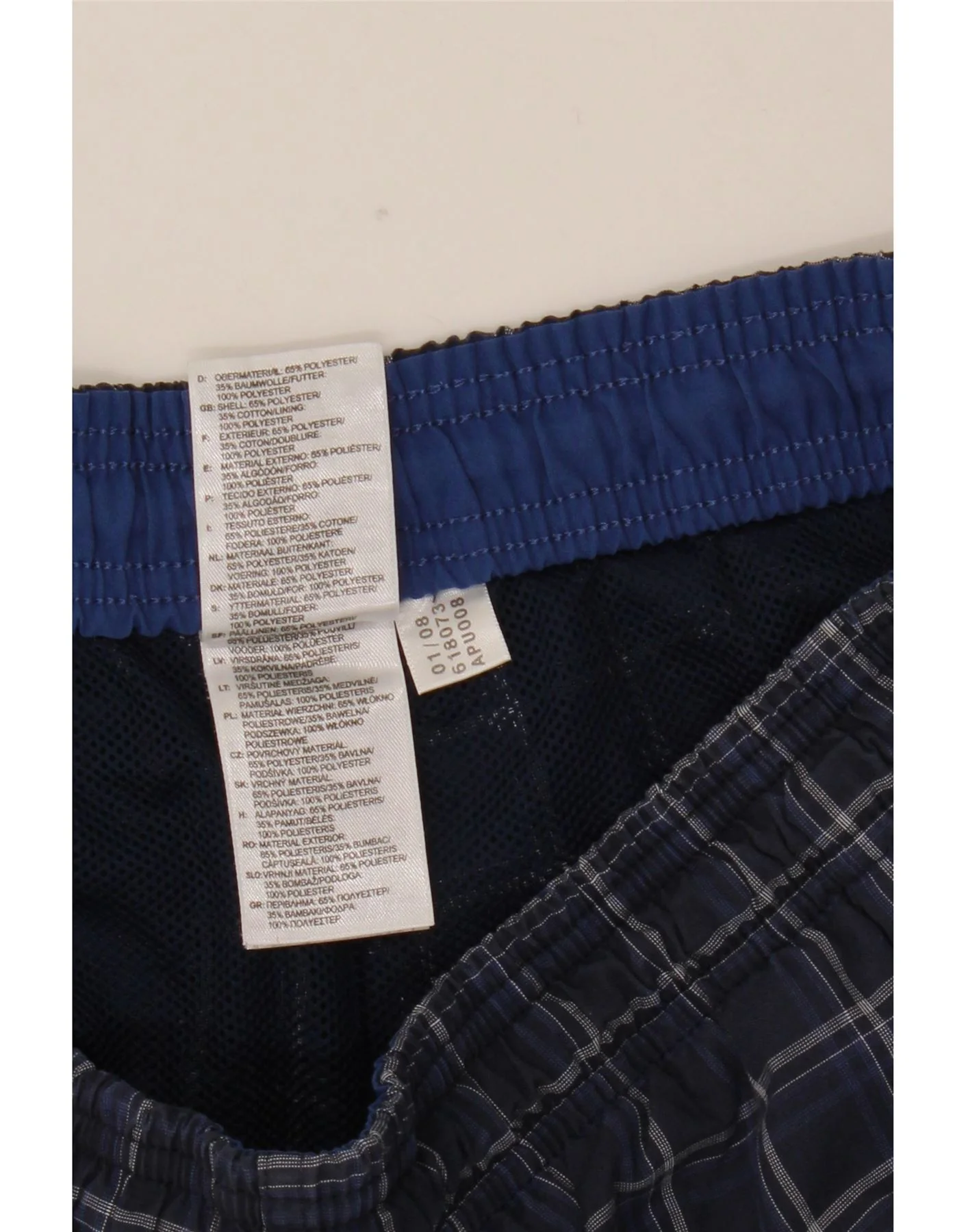 Adidas Mens Swimming Shorts Large Blue Check Polyester - Image 3