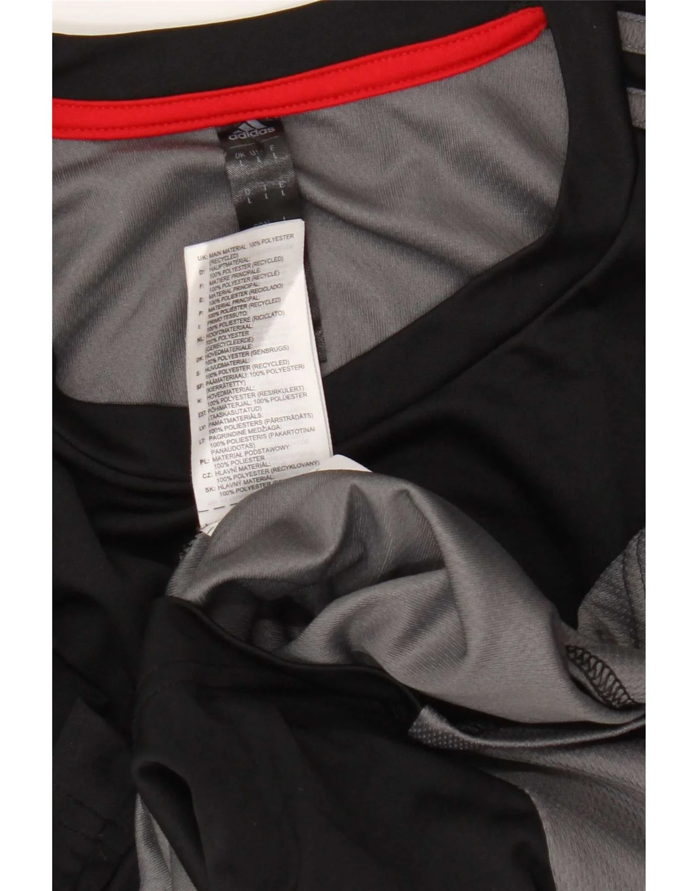 Adidas Mens T-Shirt Top Large Black Colourblock Polyester - Image 3