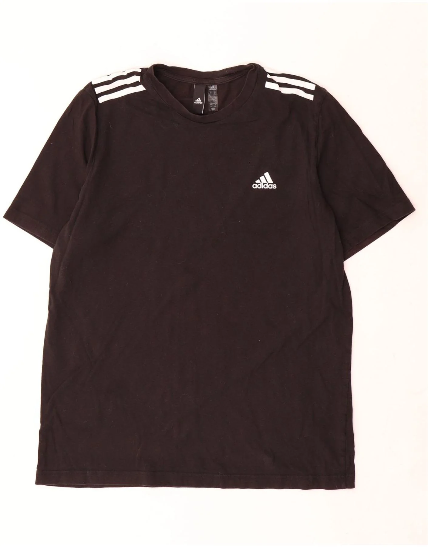 Adidas Mens T-Shirt Top Large Black Cotton