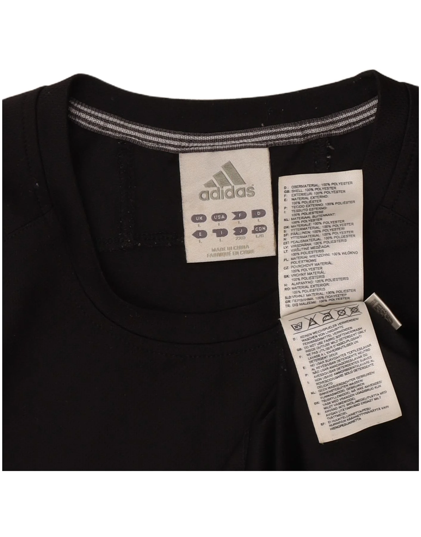 Adidas Mens T-Shirt Top Large Black Polyester - Image 3