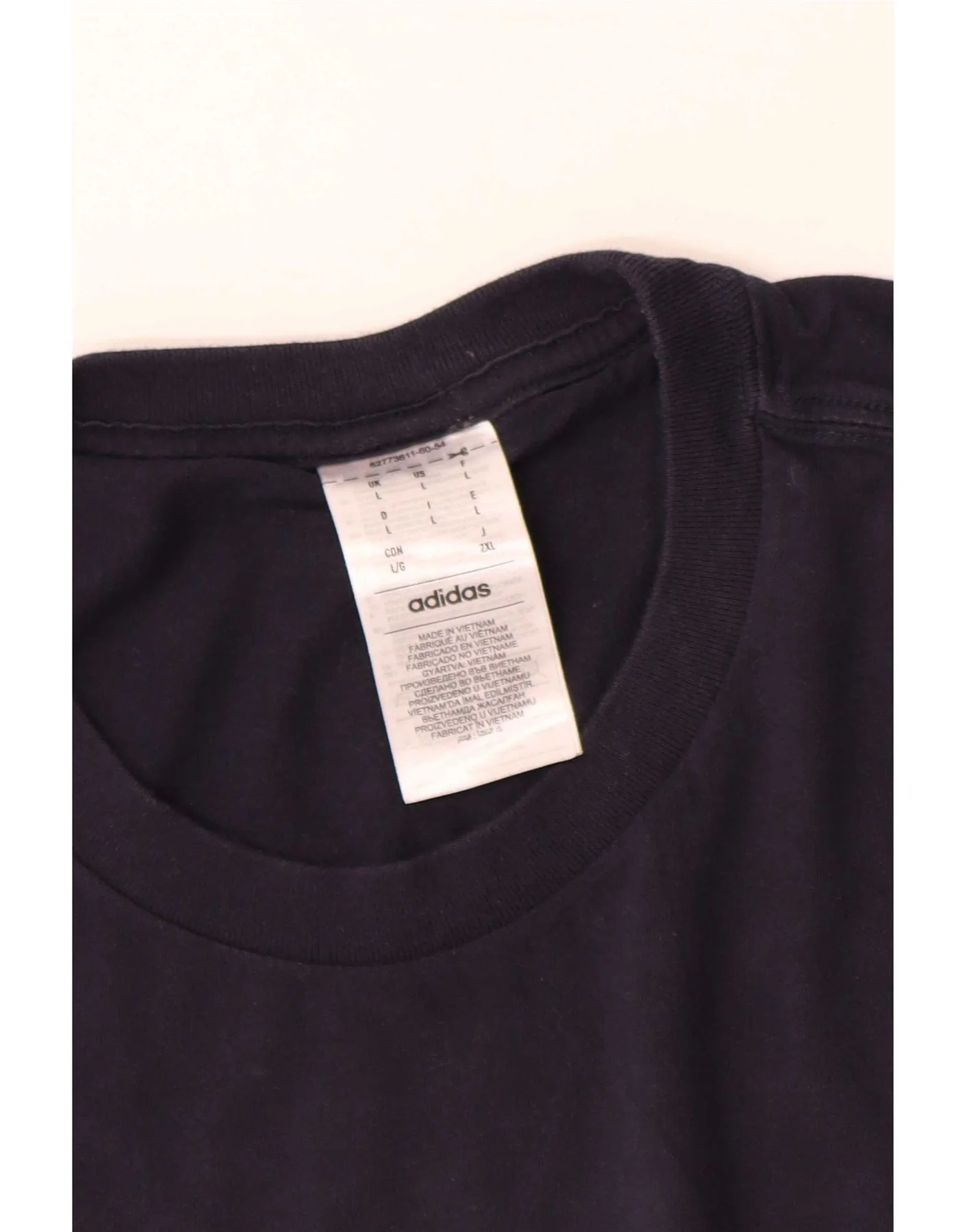 Adidas Mens T-Shirt Top Large Navy Blue Cotton - Image 3