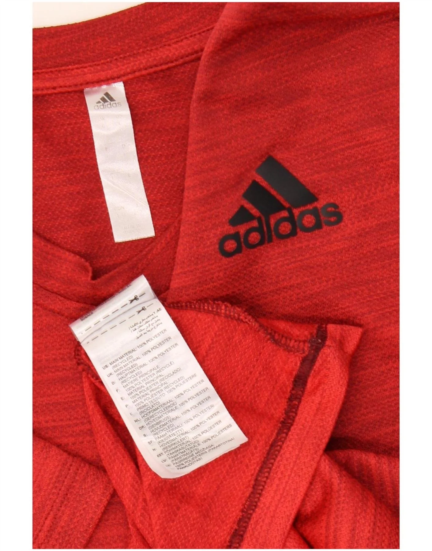 Adidas Mens T-Shirt Top Large Red Flecked Polyester - Image 3