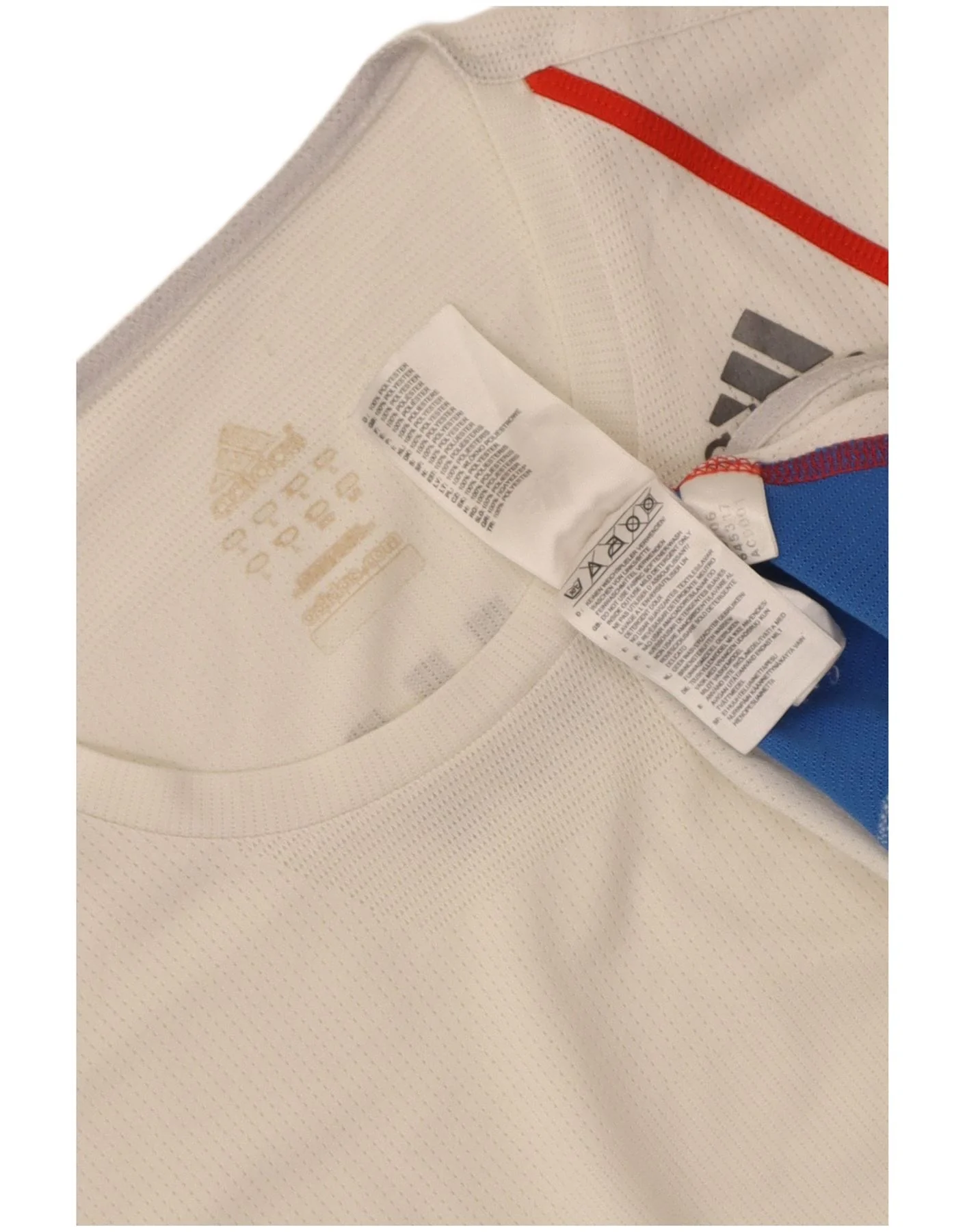 Adidas Mens T-Shirt Top Large White Colourblock Polyester - Image 3