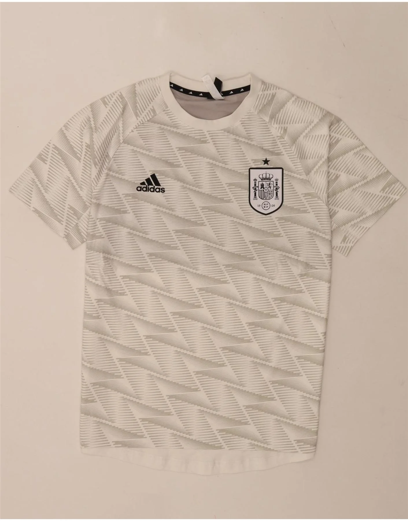 Adidas Mens T-Shirt Top Medium White Geometric Cotton