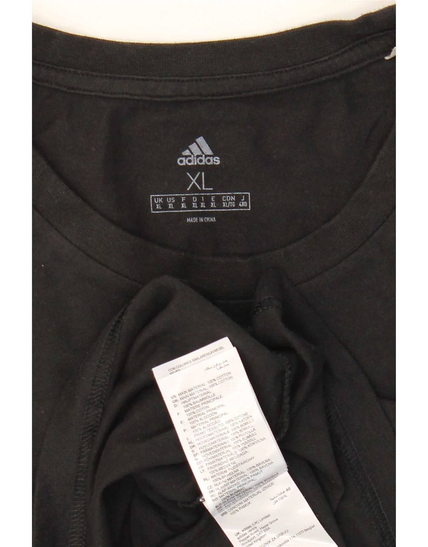 Adidas Mens T-Shirt Top XL Black Cotton - Image 3