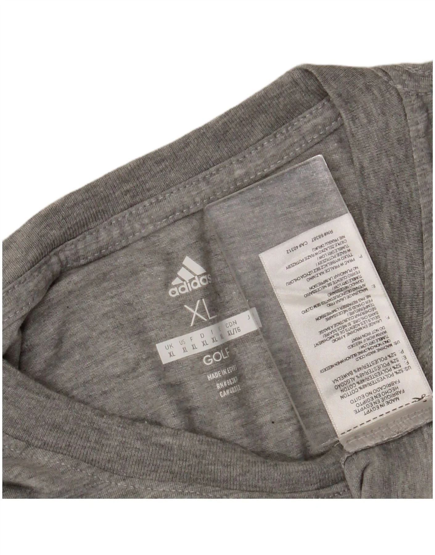 Adidas Mens T-Shirt Top XL Grey Polyester - Image 3