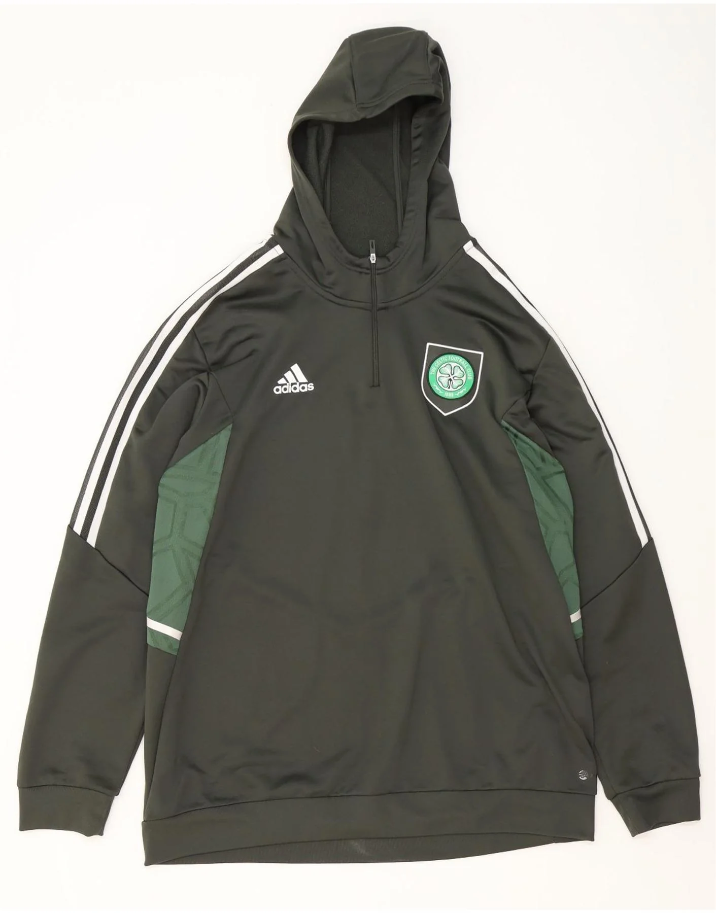 Adidas Mens The Celtic Football Club Hoodie Jumper 2XL Khaki Colourblock