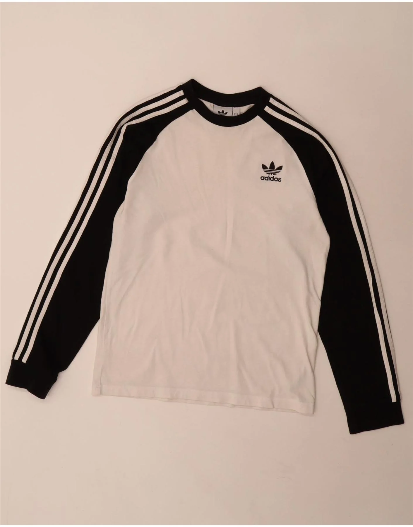 Adidas Mens Top Long Sleeve Medium White Colourblock Cotton