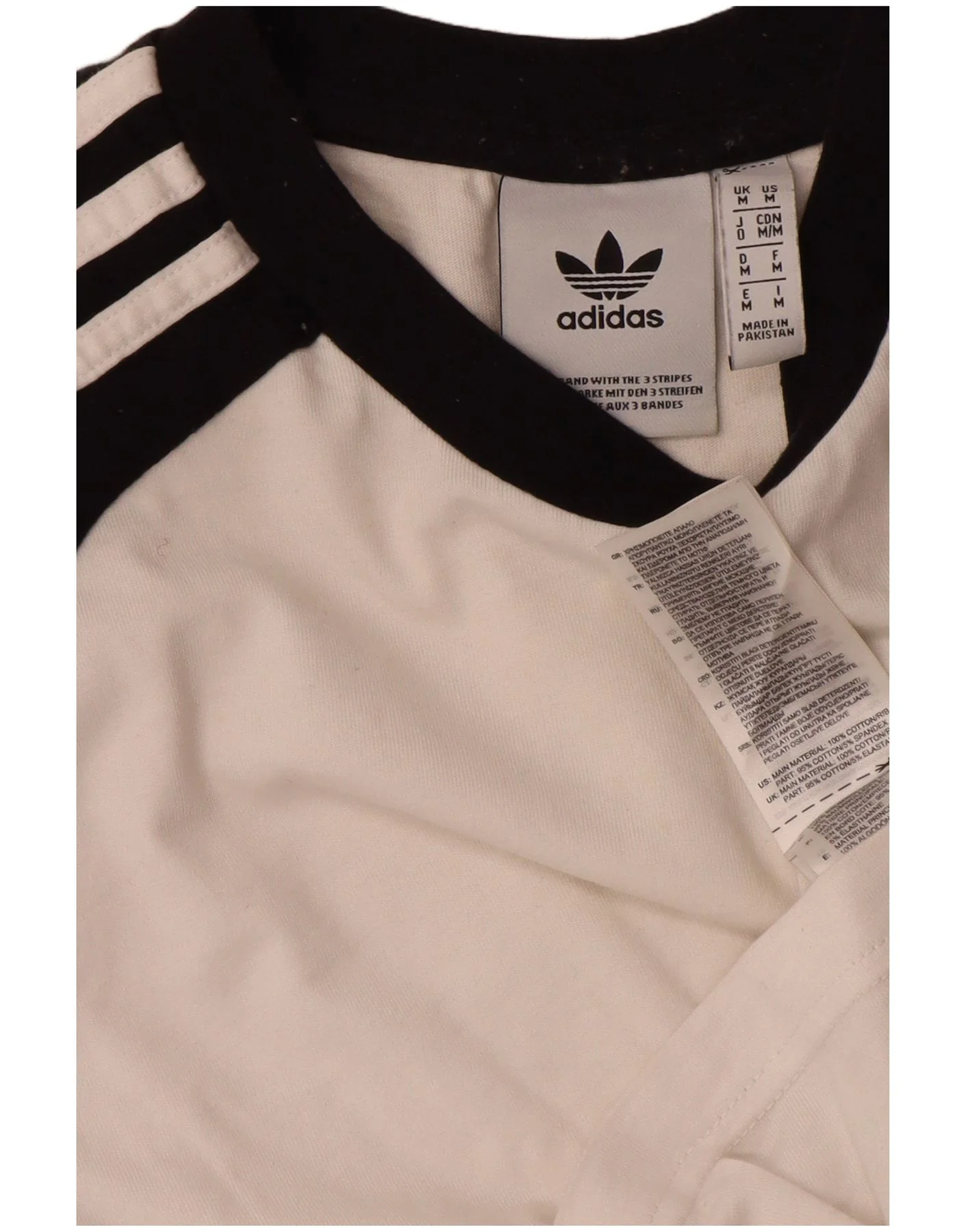 Adidas Mens Top Long Sleeve Medium White Colourblock Cotton - Image 3