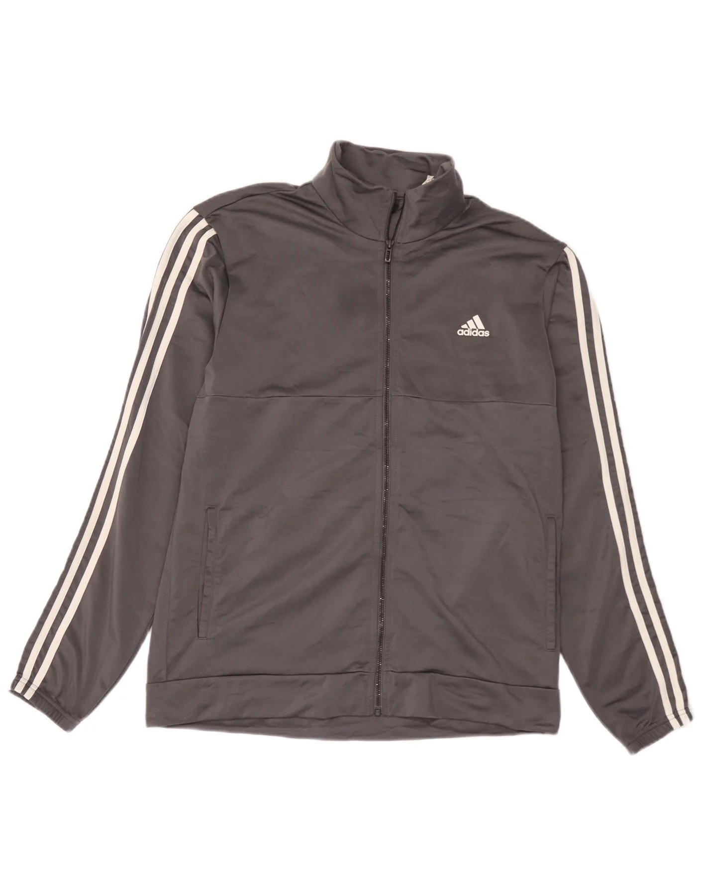 Adidas Mens Tracksuit Top Jacket Large Grey Polyester