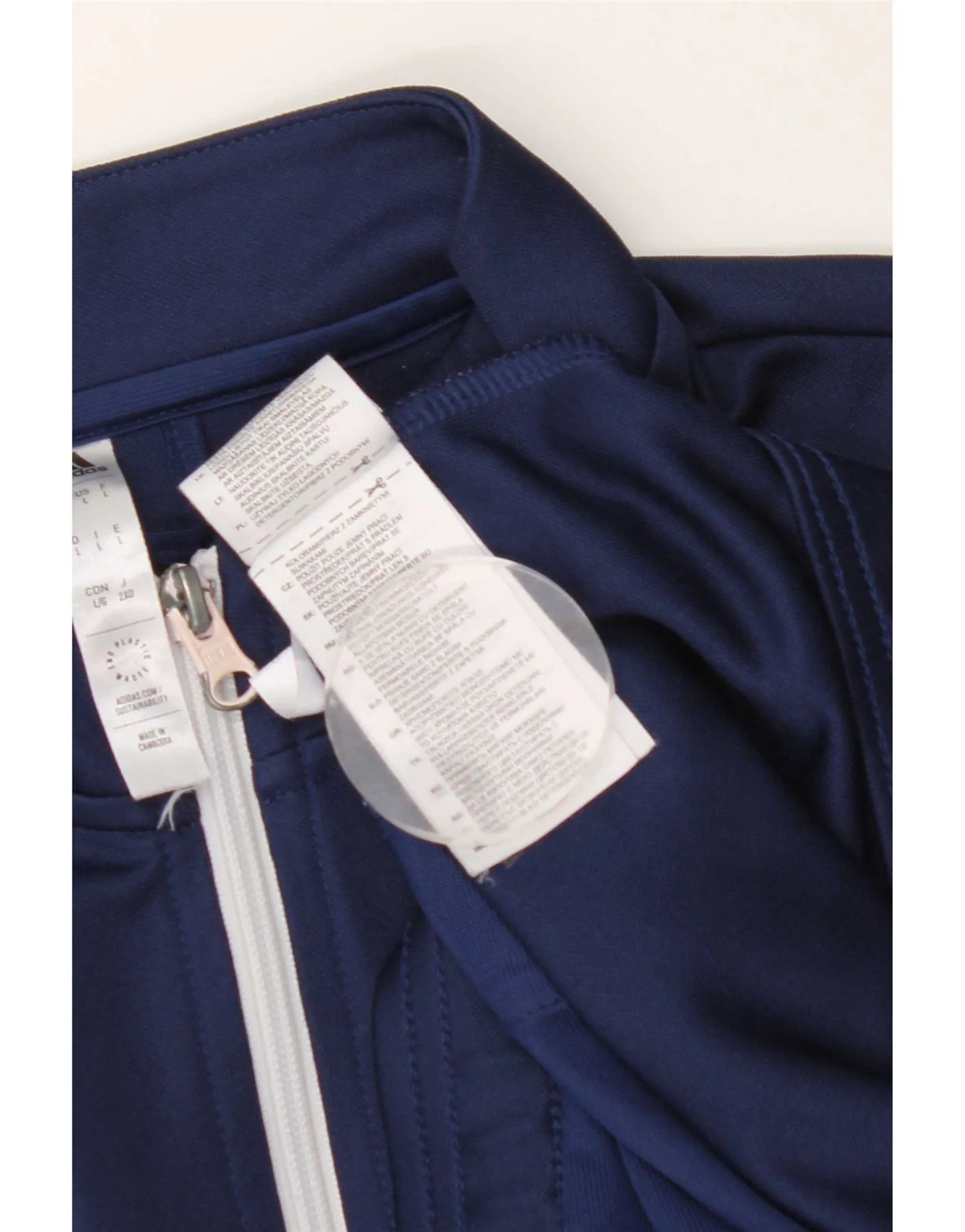 Adidas Mens Tracksuit Top Jacket Large Navy Blue Polyester - Image 4