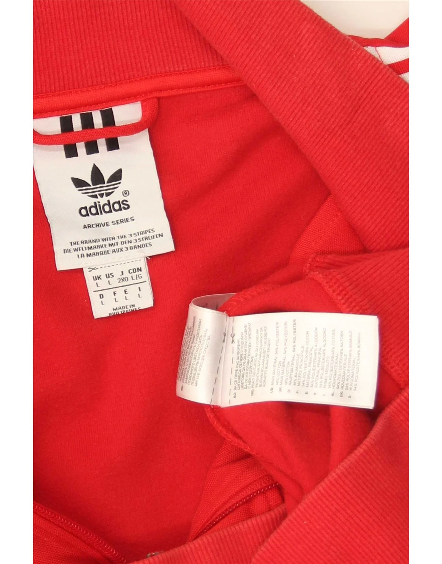 Adidas Mens Tracksuit Top Jacket Large Red Polyester - Image 3