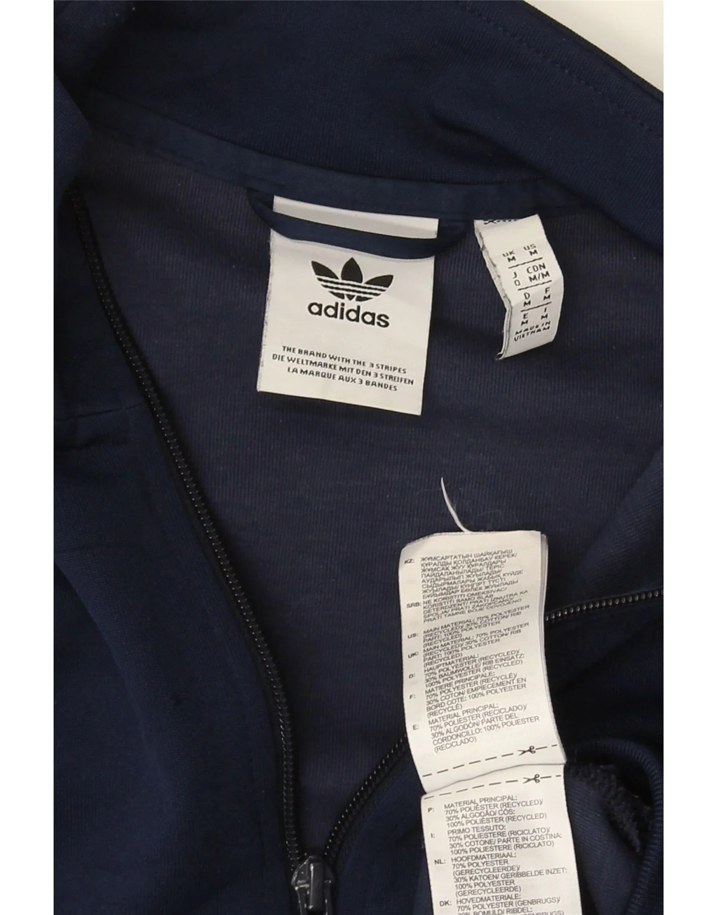 Adidas Mens Tracksuit Top Jacket Medium Navy Blue Polyester - Image 3