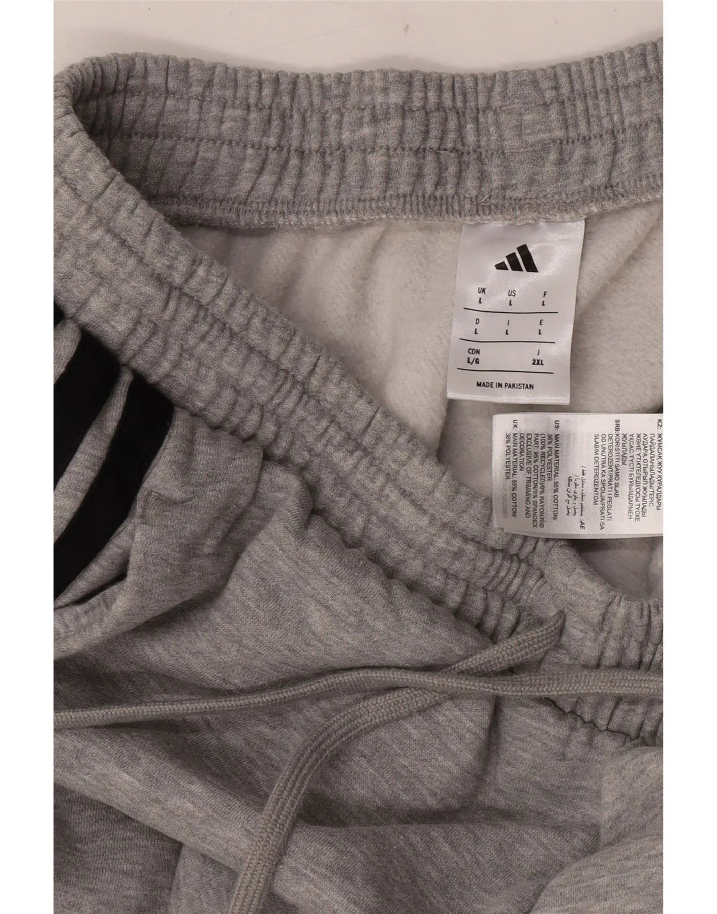 Adidas Mens Tracksuit Trousers Joggers Large Grey Flecked Cotton - Image 4